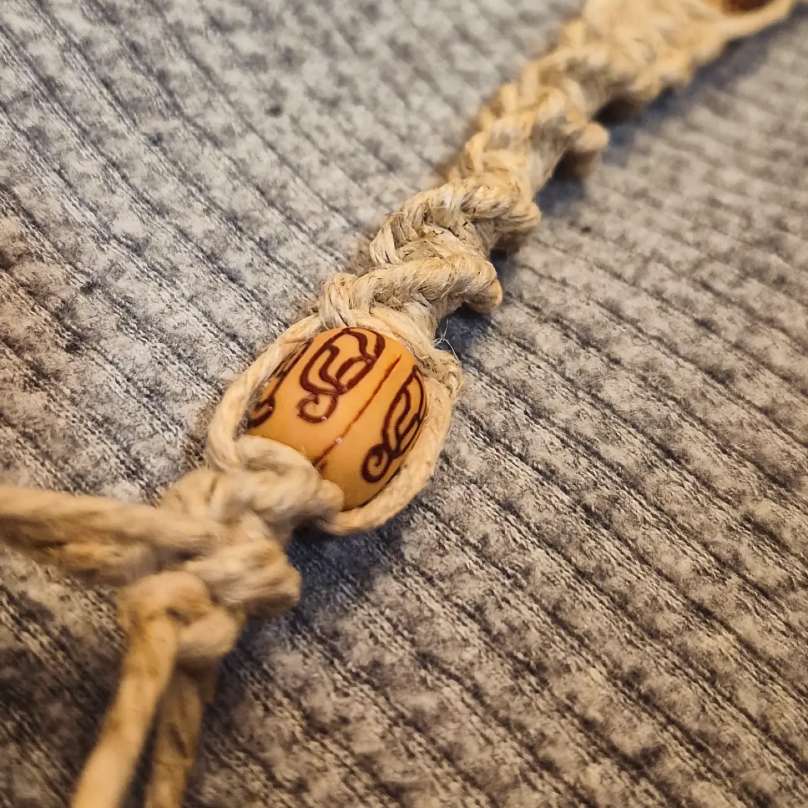 Bone Bead Hemp Necklace — view 3