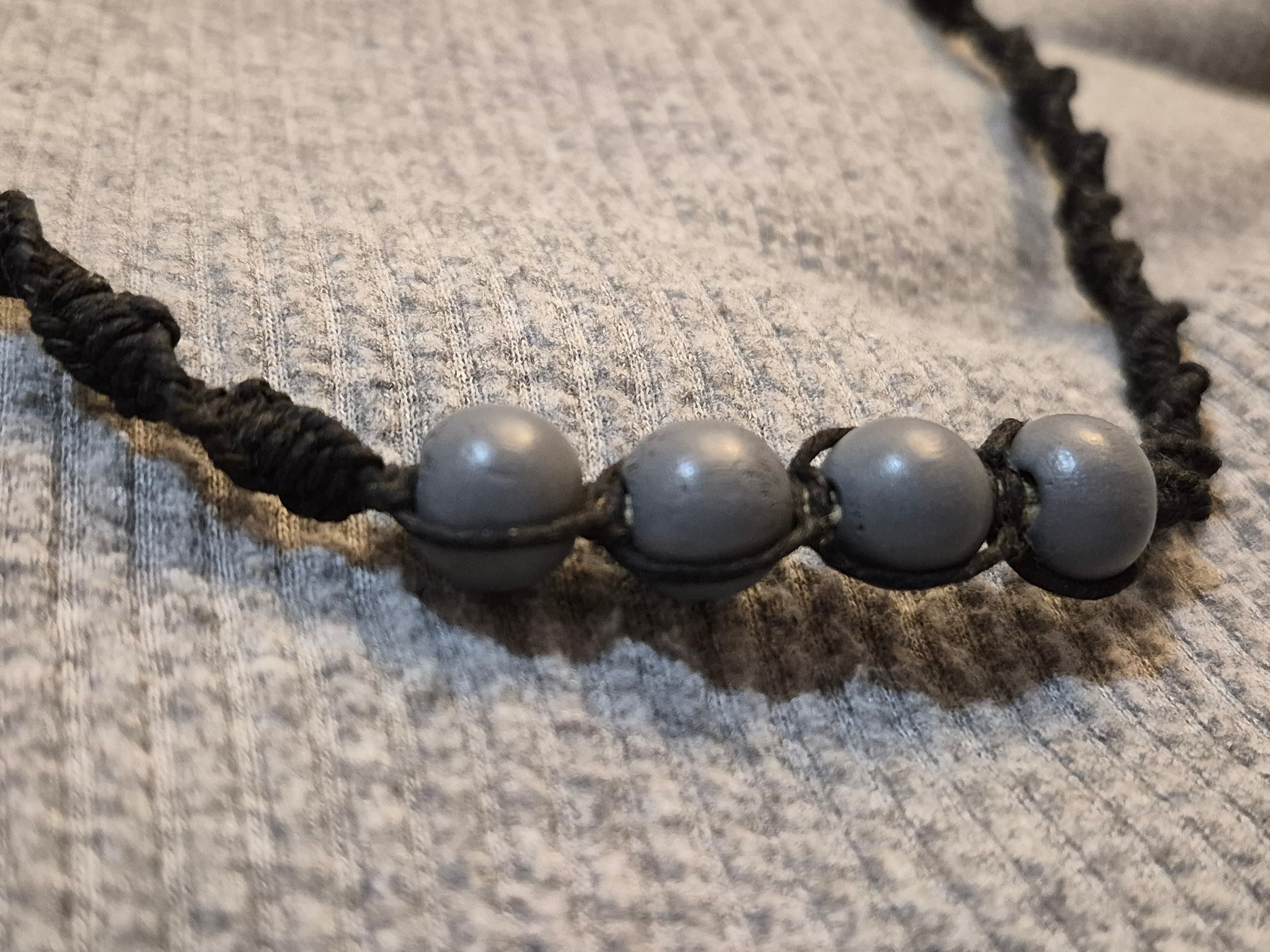 Bamboo wrapped hemp necklace w/ wooden beads — view 3