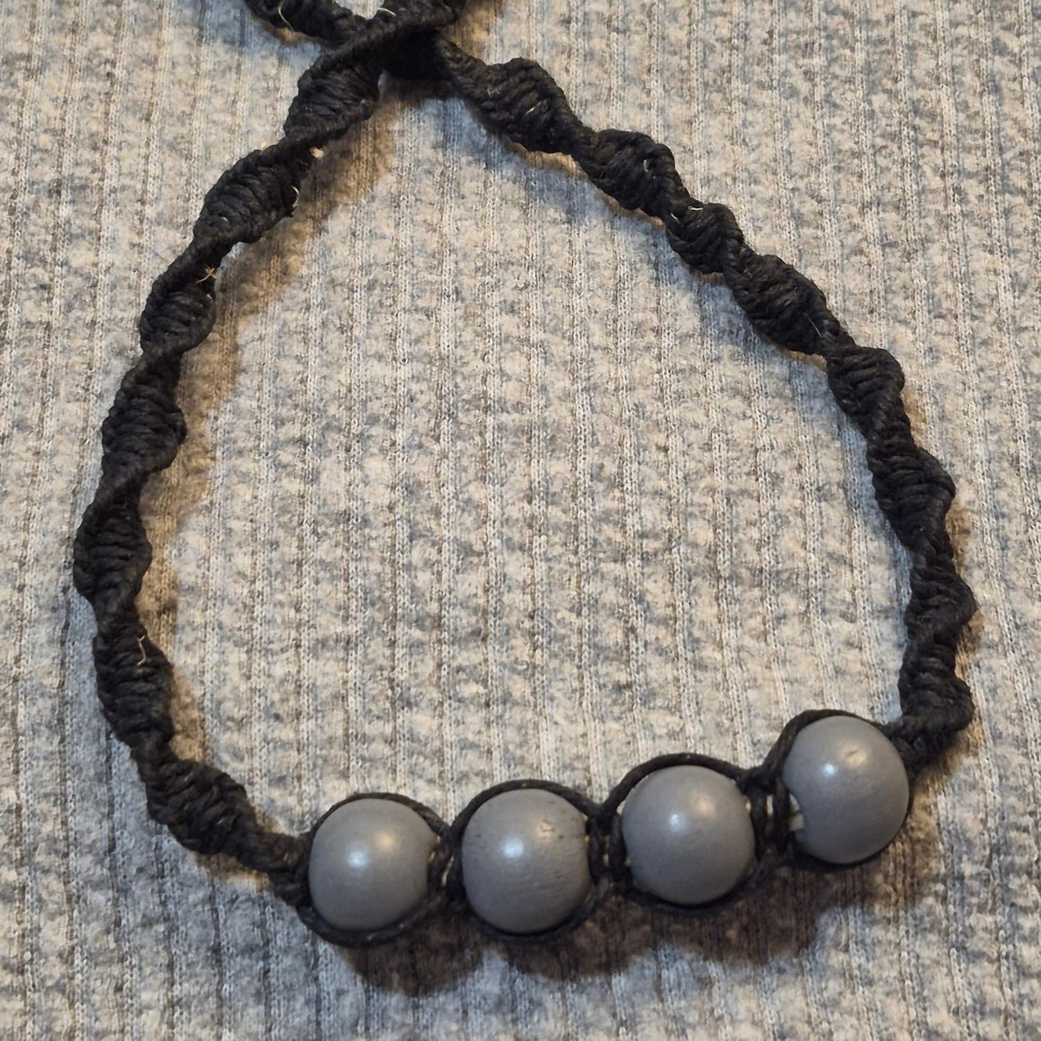 Bamboo wrapped hemp necklace w/ wooden beads — view 2